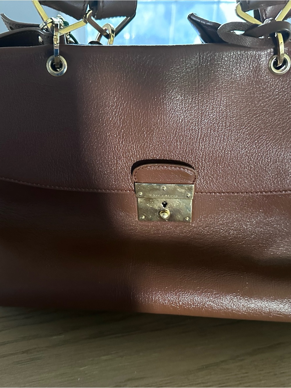 Marc Jacobs Brown Leather Handbag with Gold Hardware